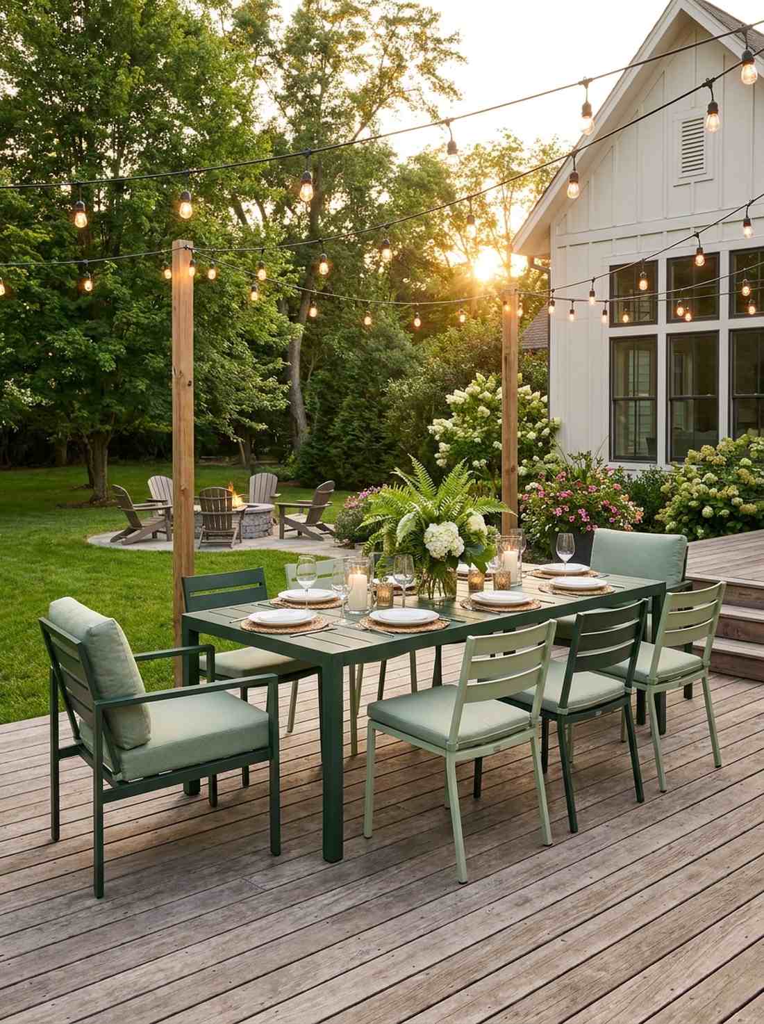 two tone green dining set