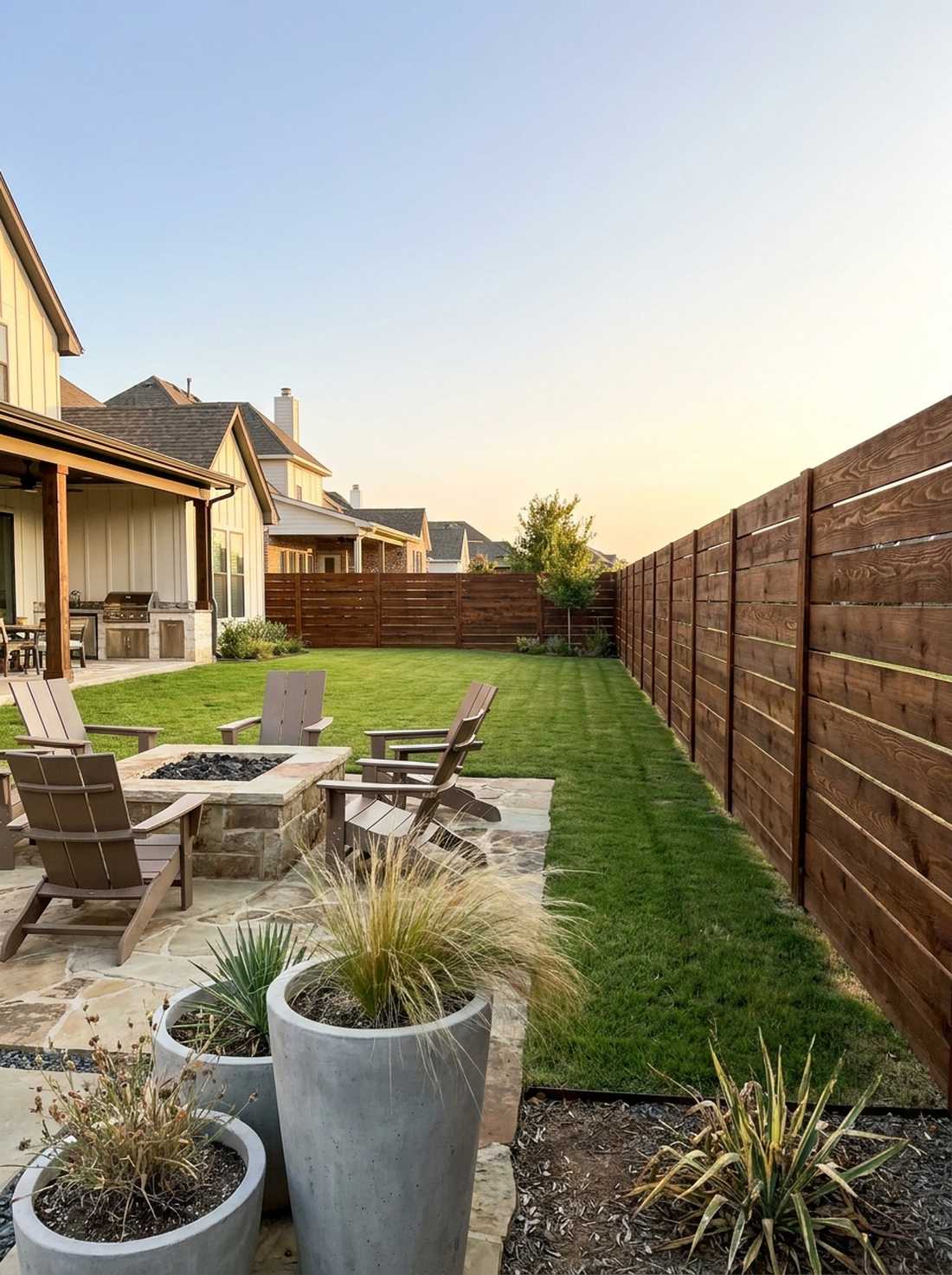 wide board horizontal contemporary fencing
