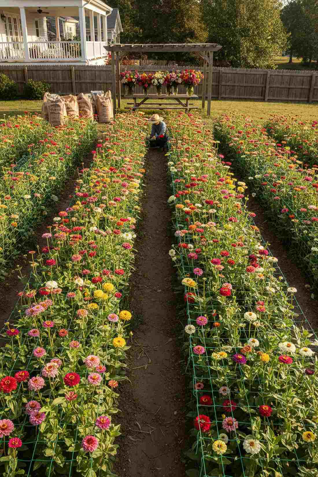 cutting garden rows