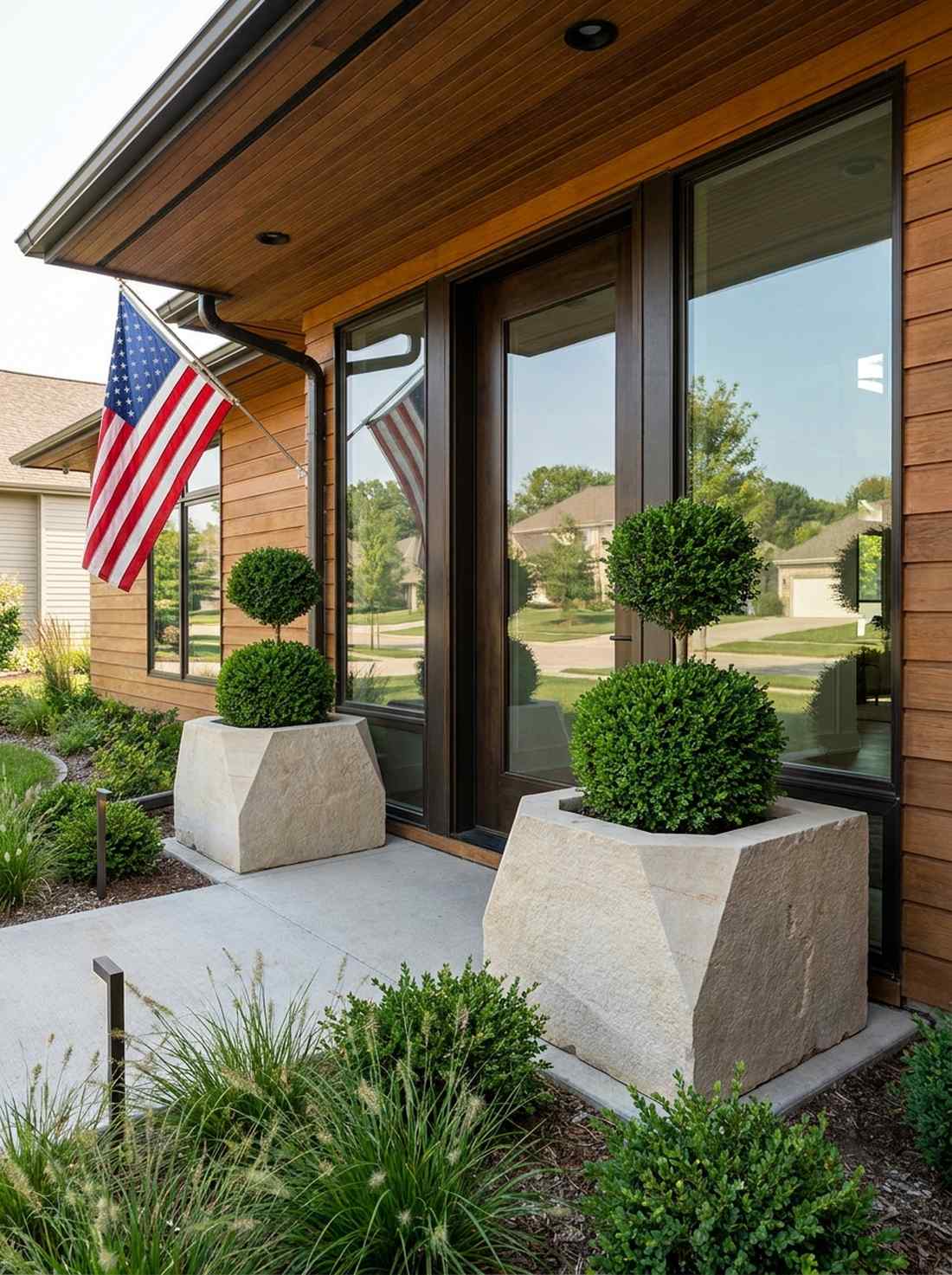 geometric stone planters
