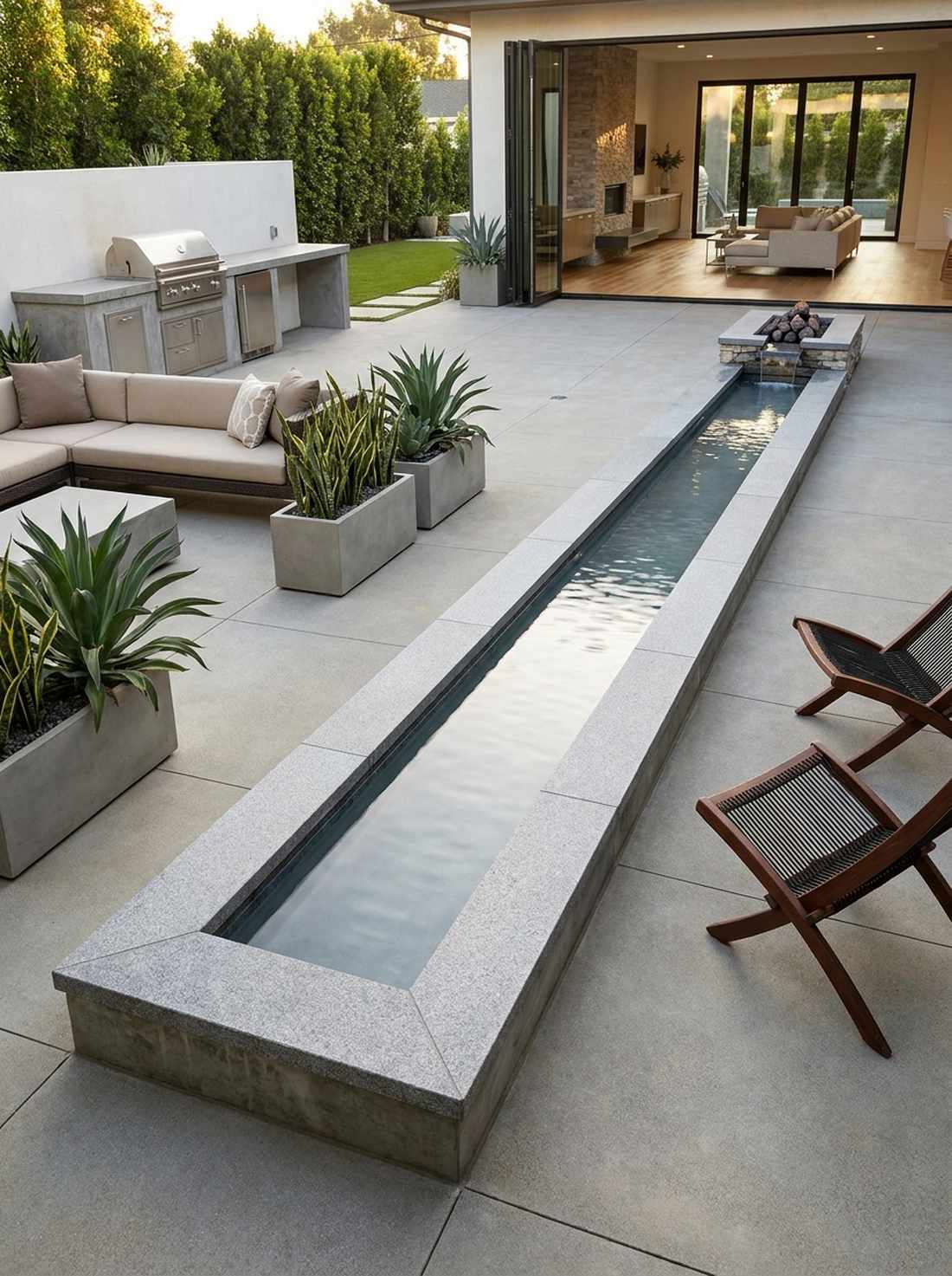 linear stone water channel