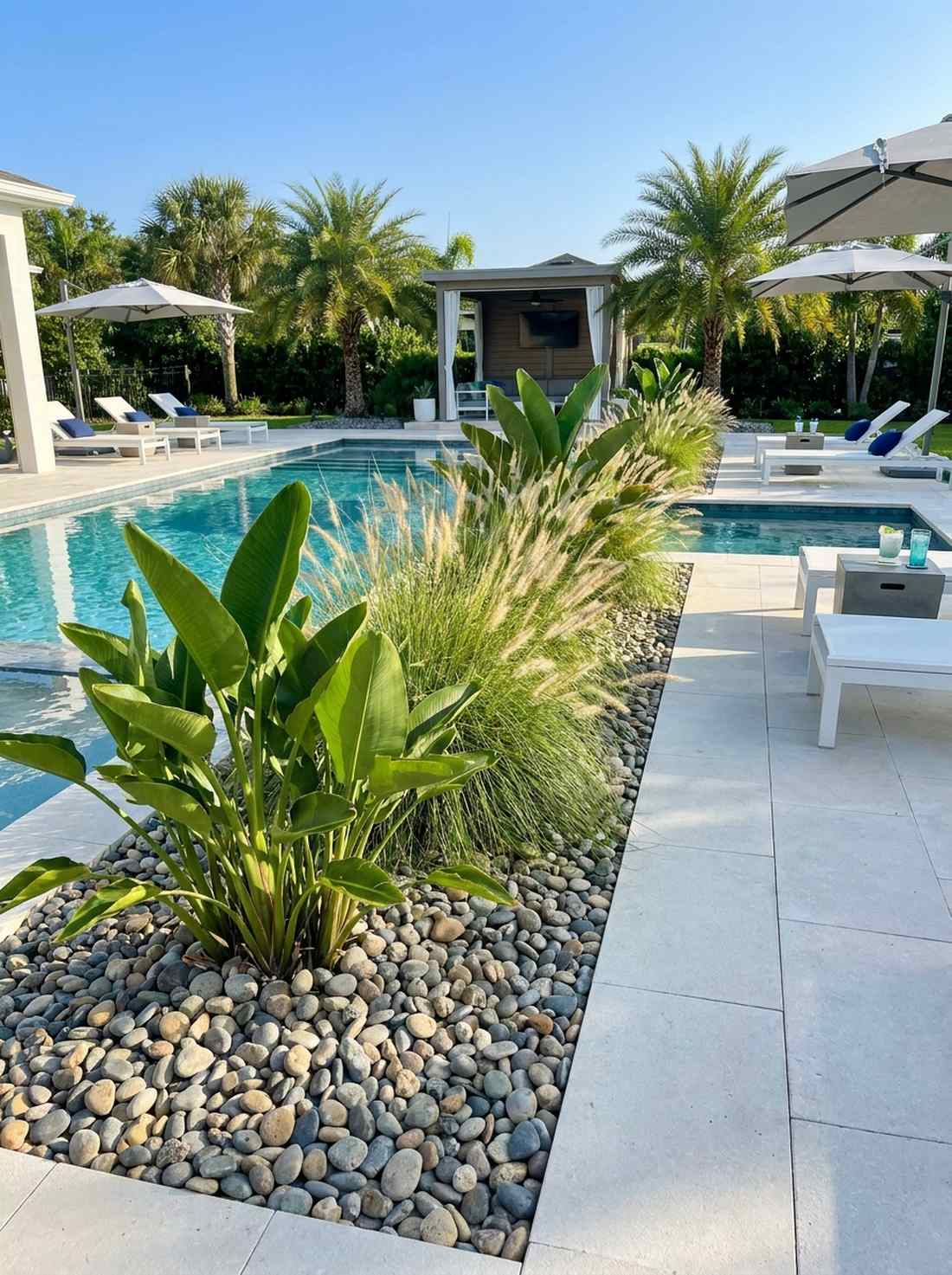 poolside tropical landscape