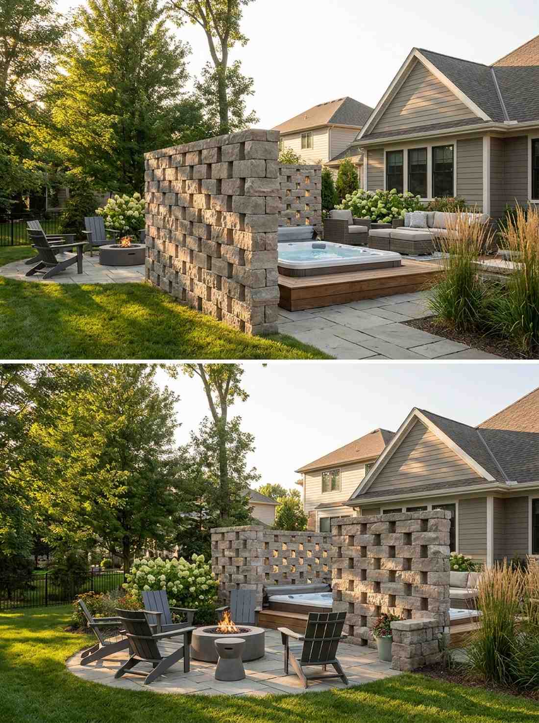 stacked stone screen walls