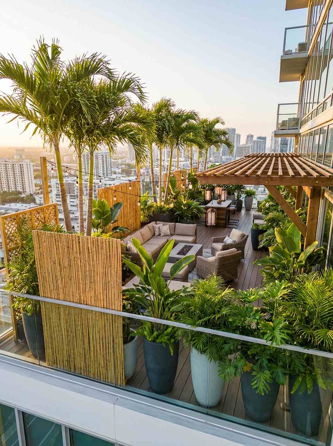 tropical rooftop garden