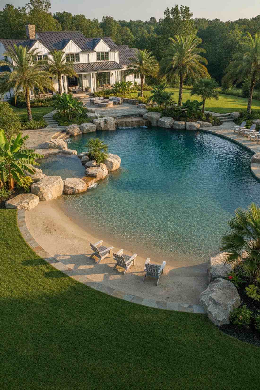 beach entry lagoon style pool