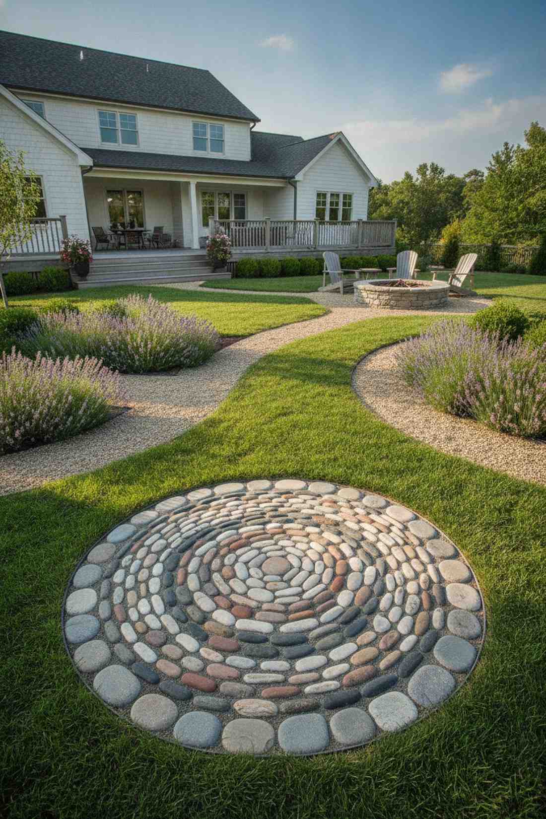 concentric circle beach pebble medallion