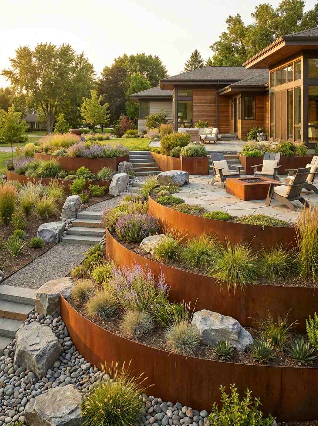corten steel retaining walls