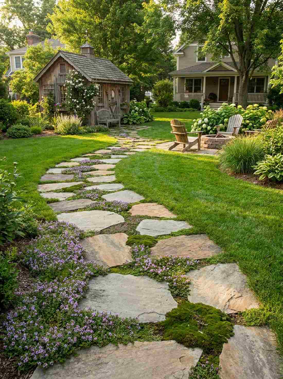 curved stepping stone path