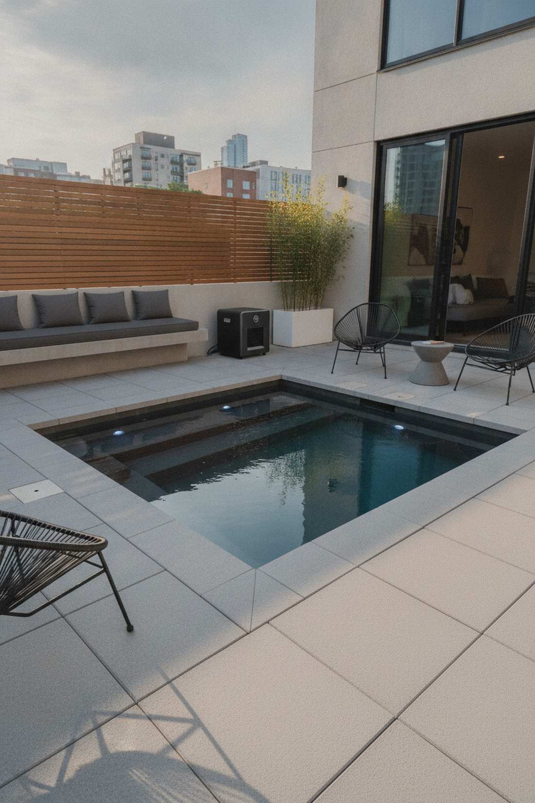 fiberglass cube pool for urban patios