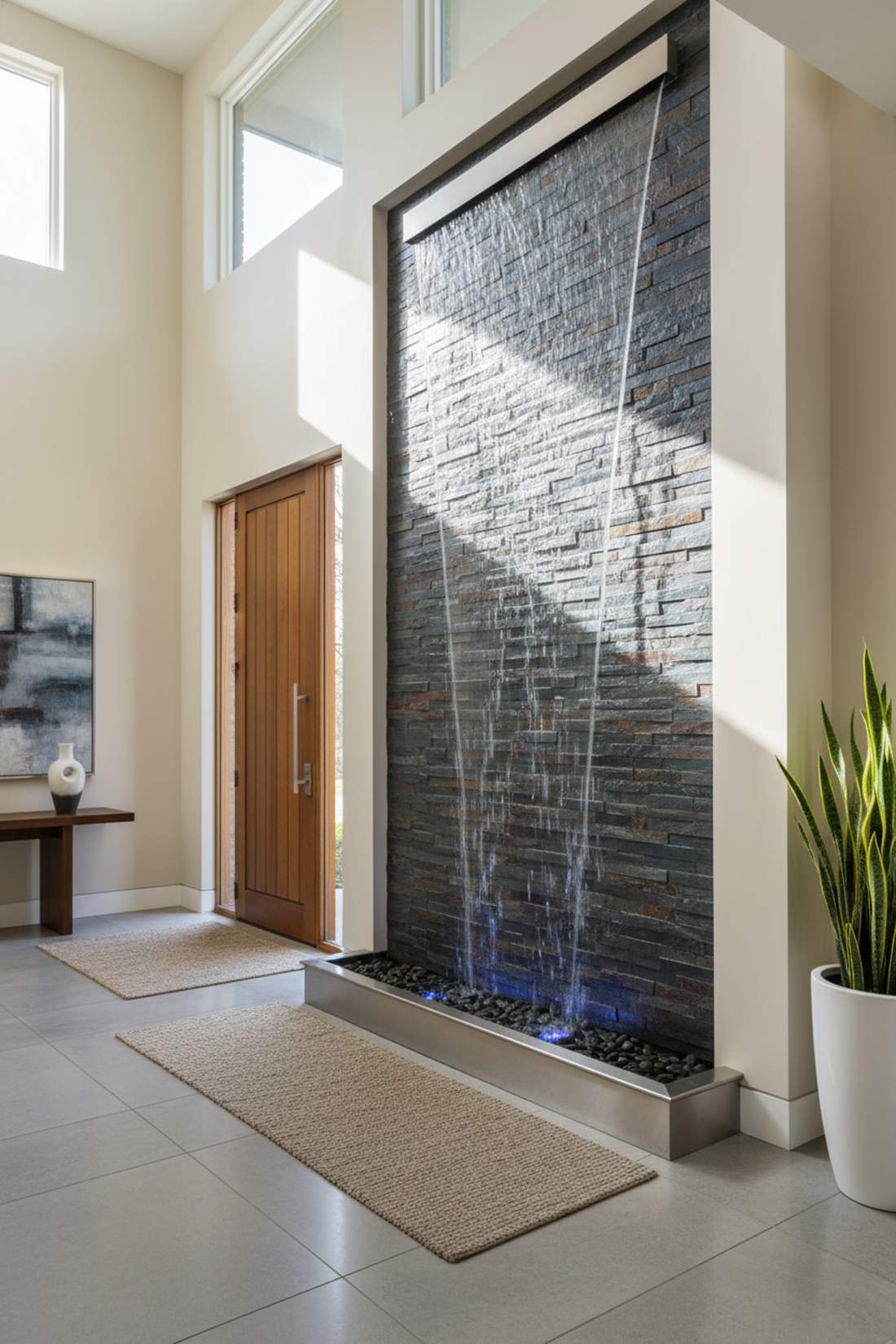 flat panel cascade with slate surface