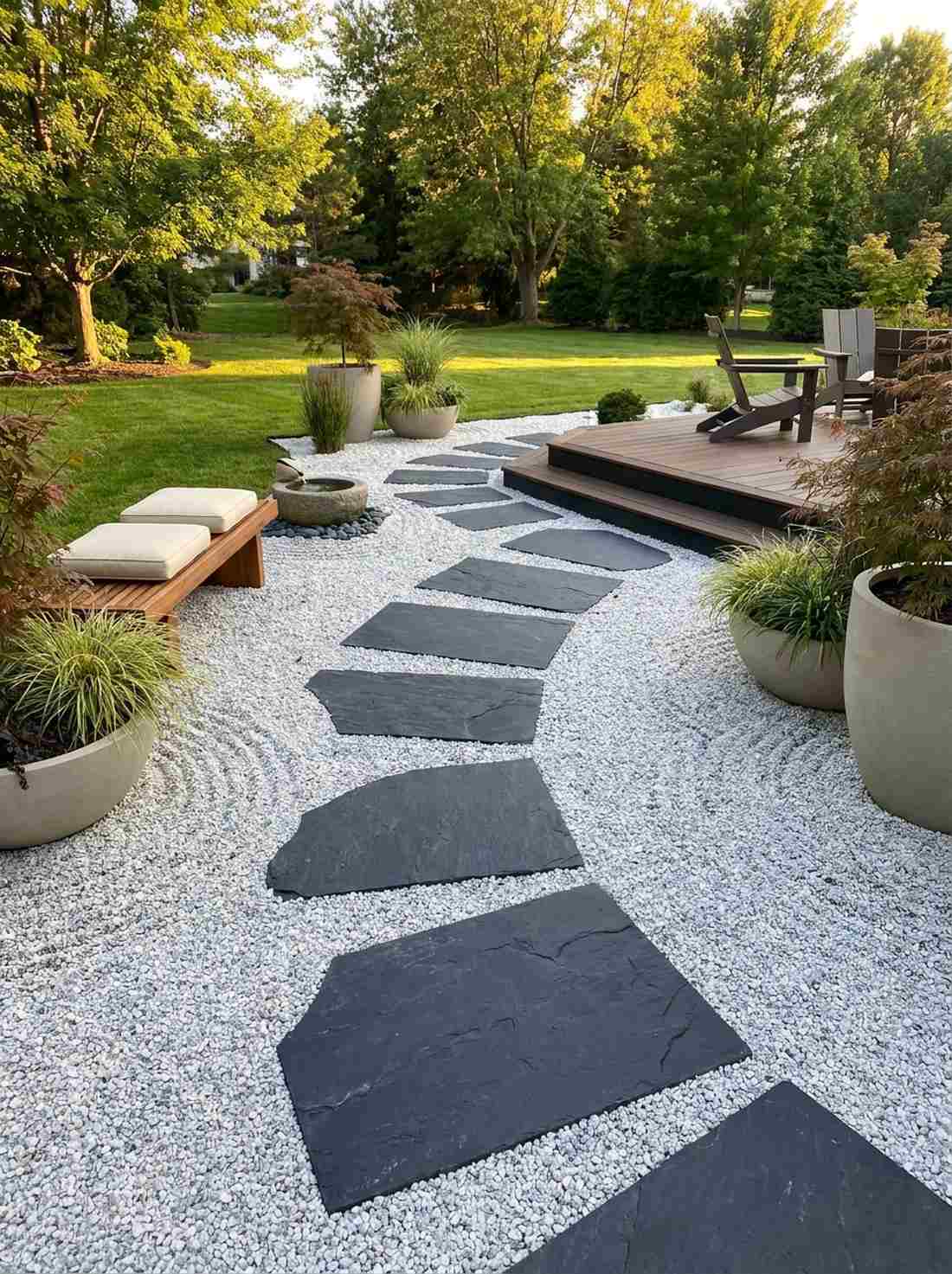 gravel embedded stepping path
