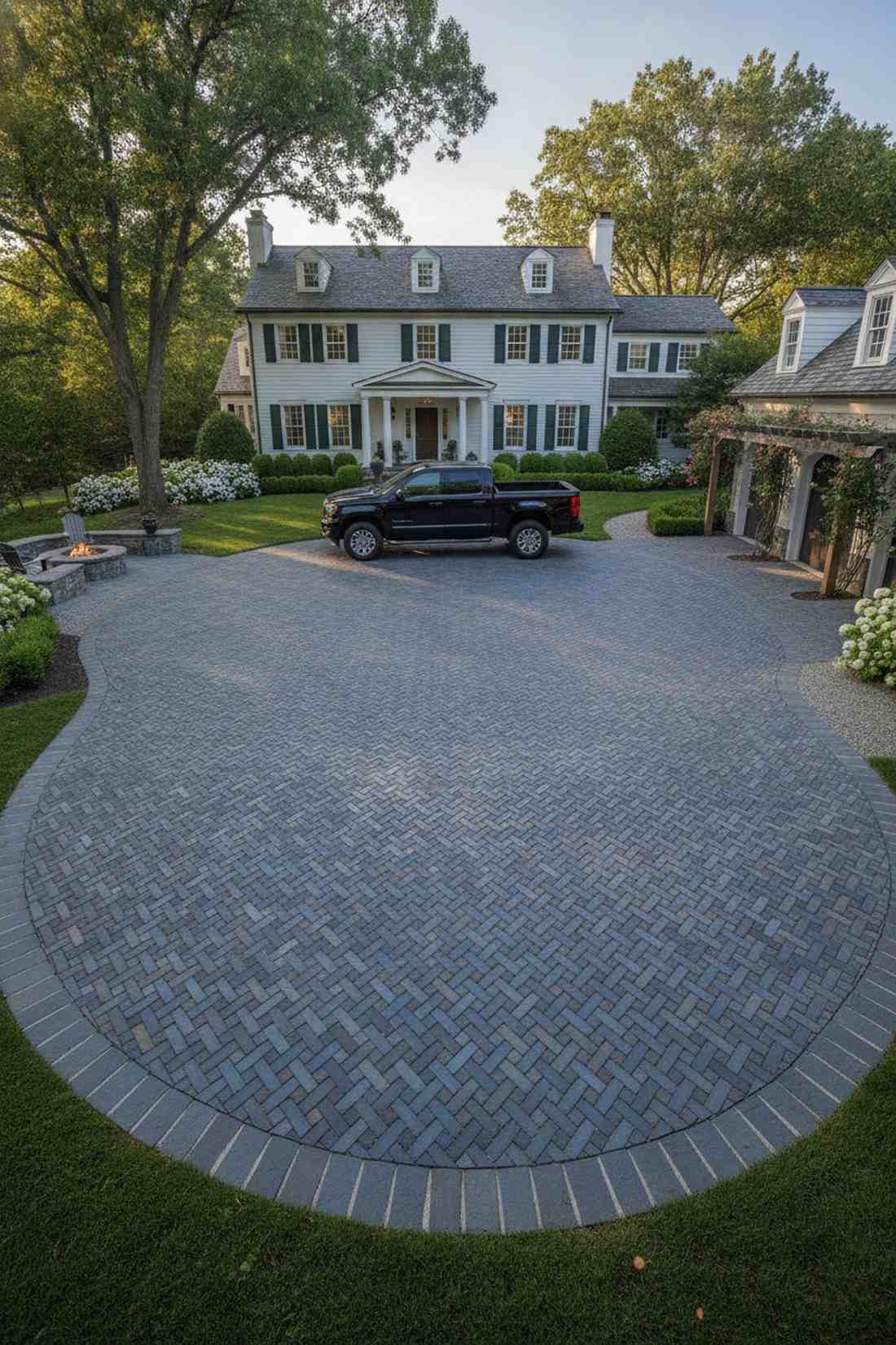 herringbone pattern bluestone pavers