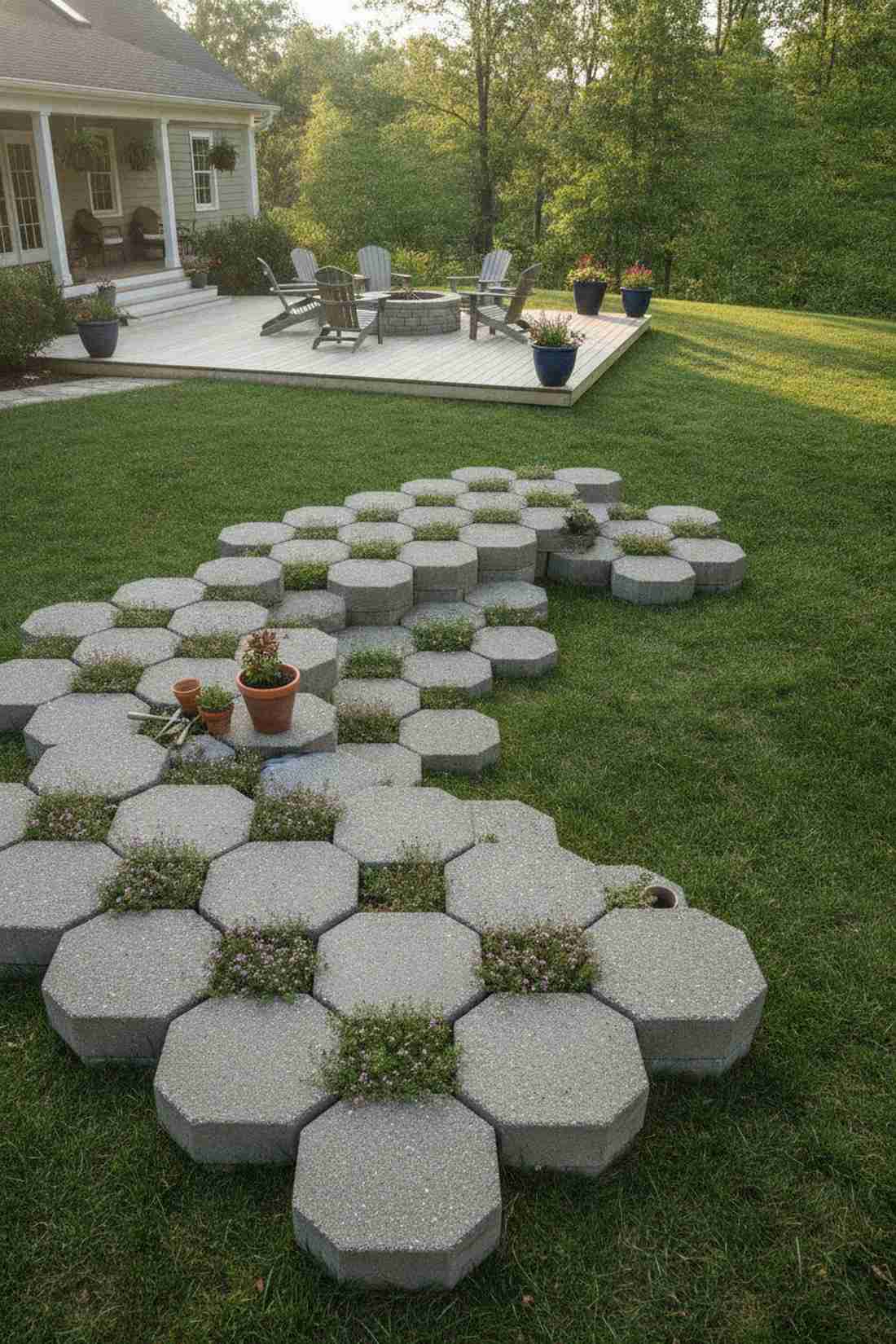 hexagonal paver bench system
