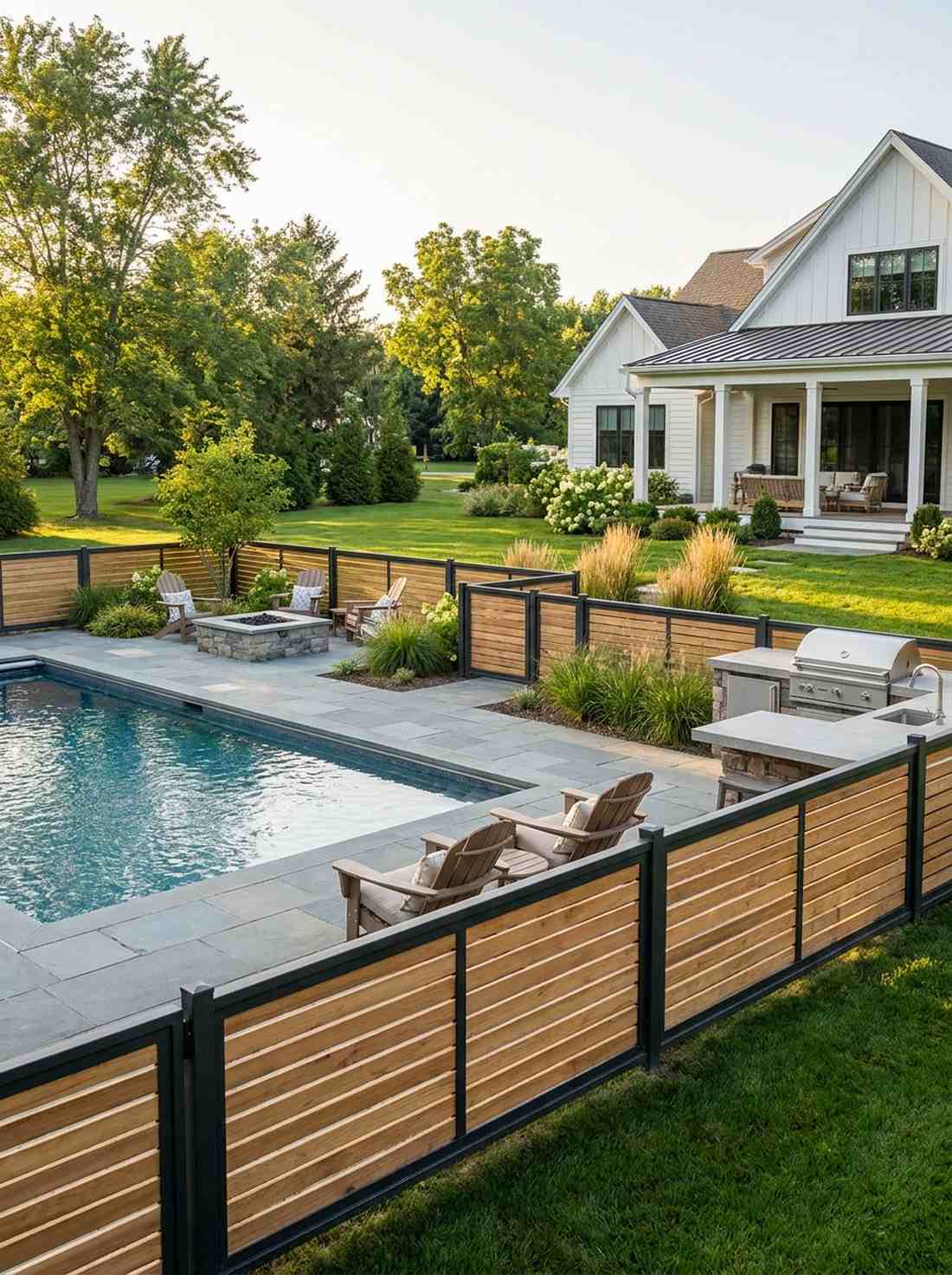 horizontal slats with metal frame border