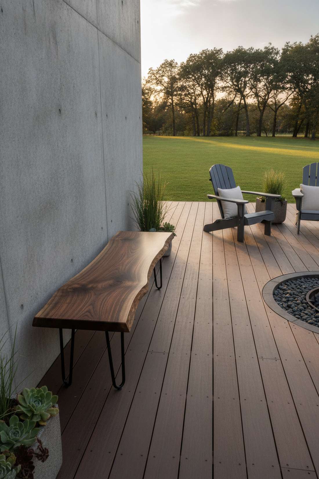 live edge slab bench with hairpin legs