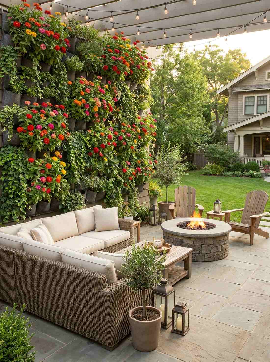 living wall with wildflower pockets