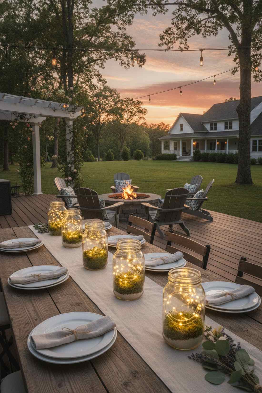 mason jar fairy light centerpieces
