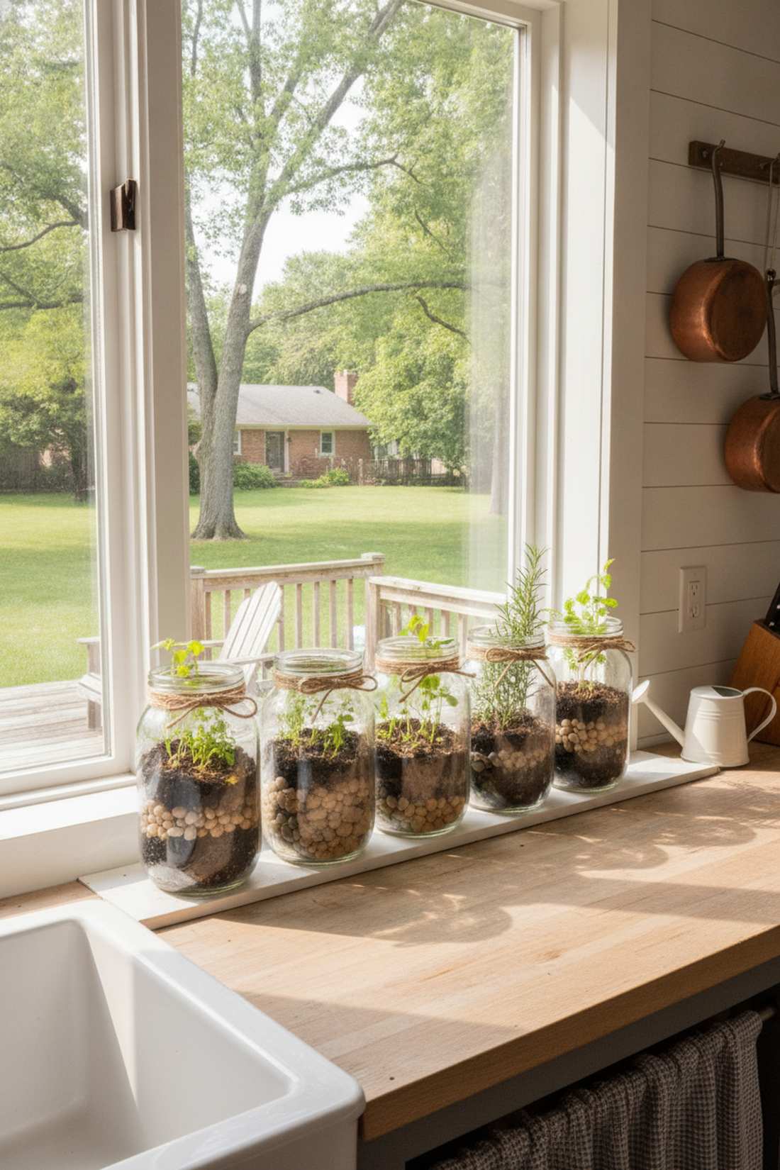 mason jar windowsill garden