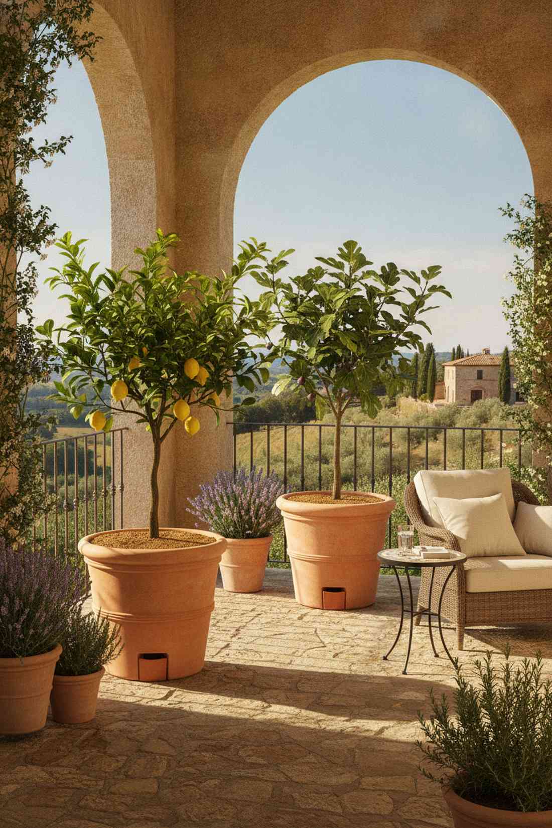 matching fruit tree containers