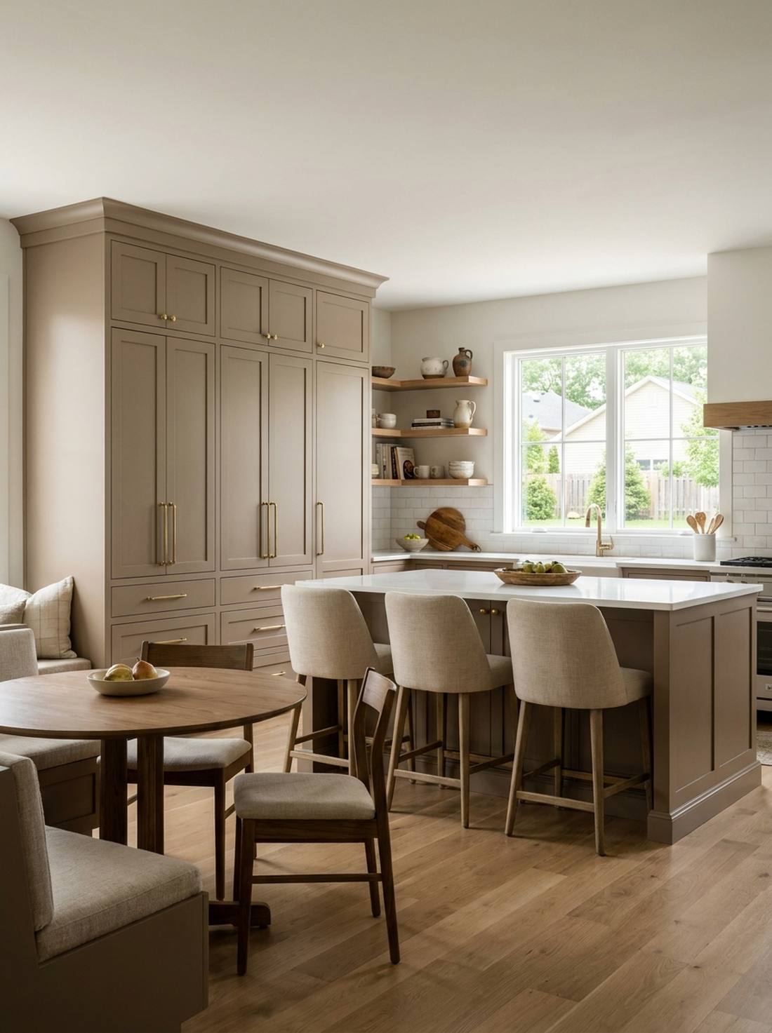 mushroom taupe cabinetry