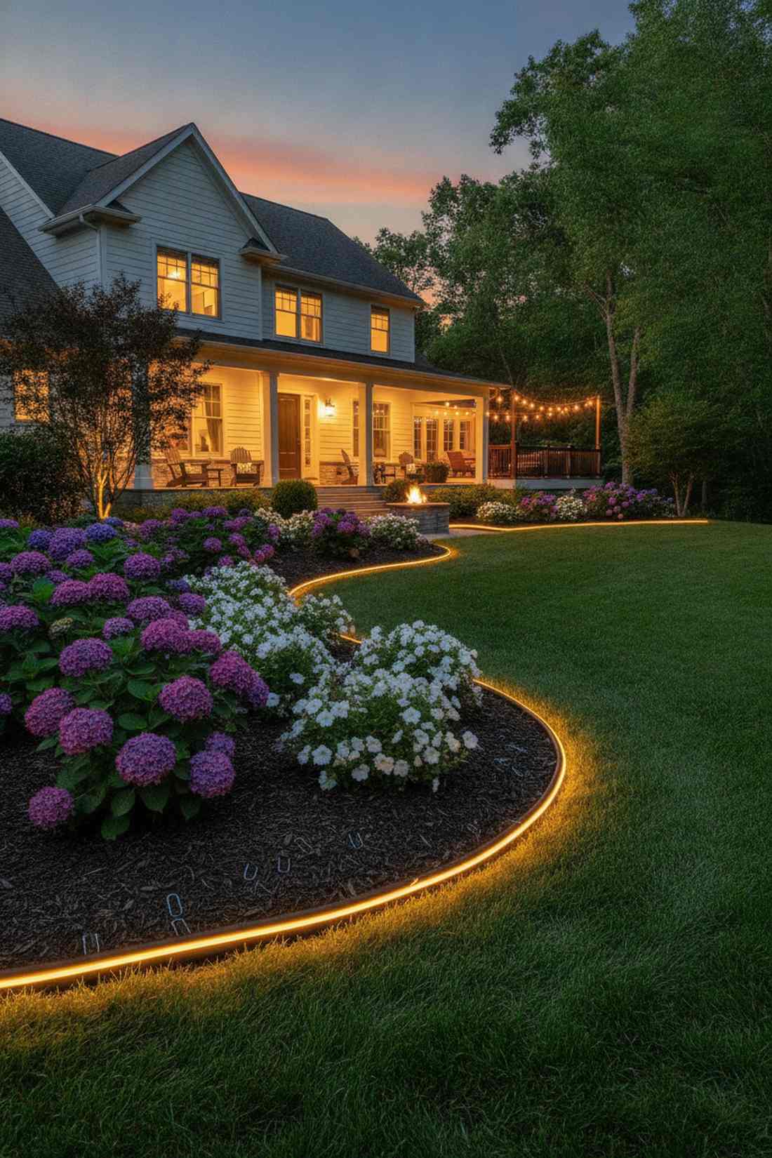 rope light edging for continuous borders
