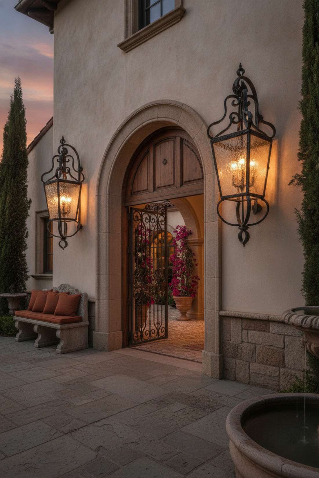 scrolled iron wall lanterns