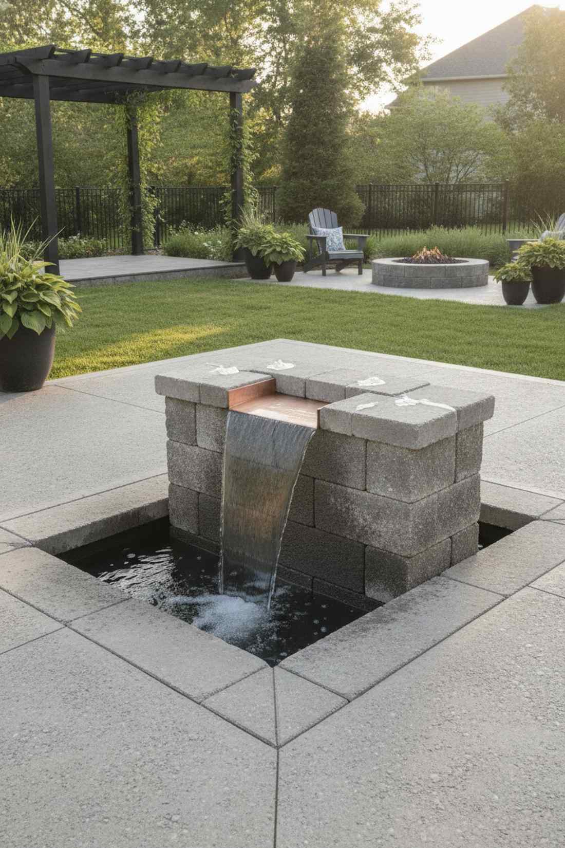 square spillway fountain