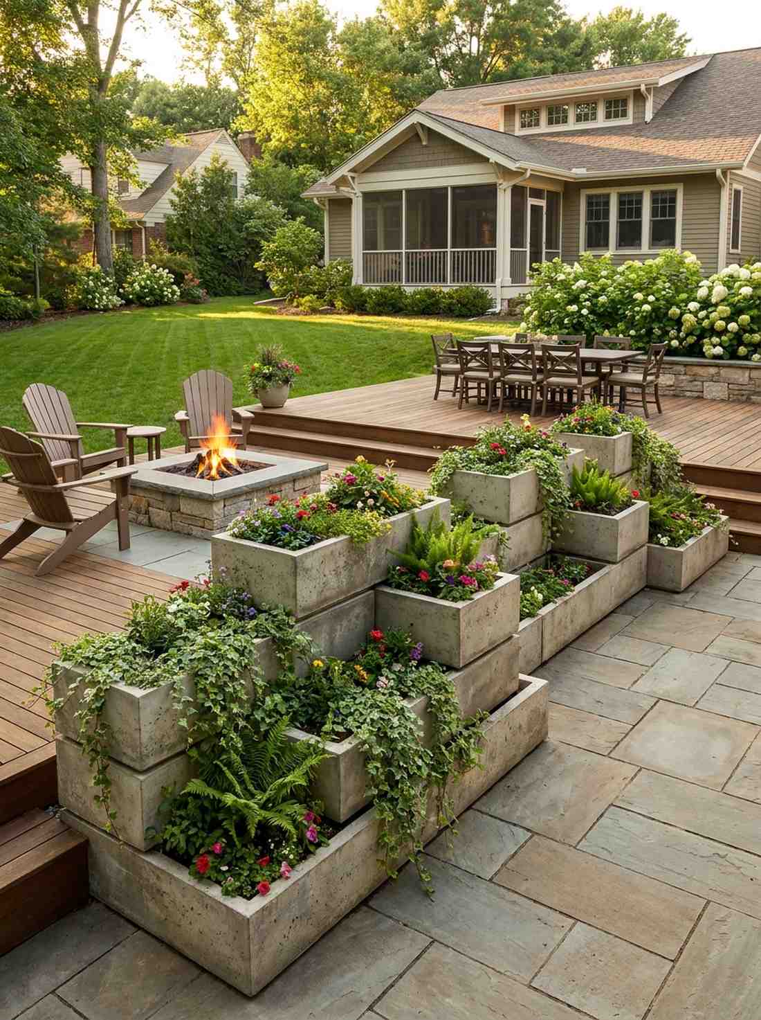 stacked box planters