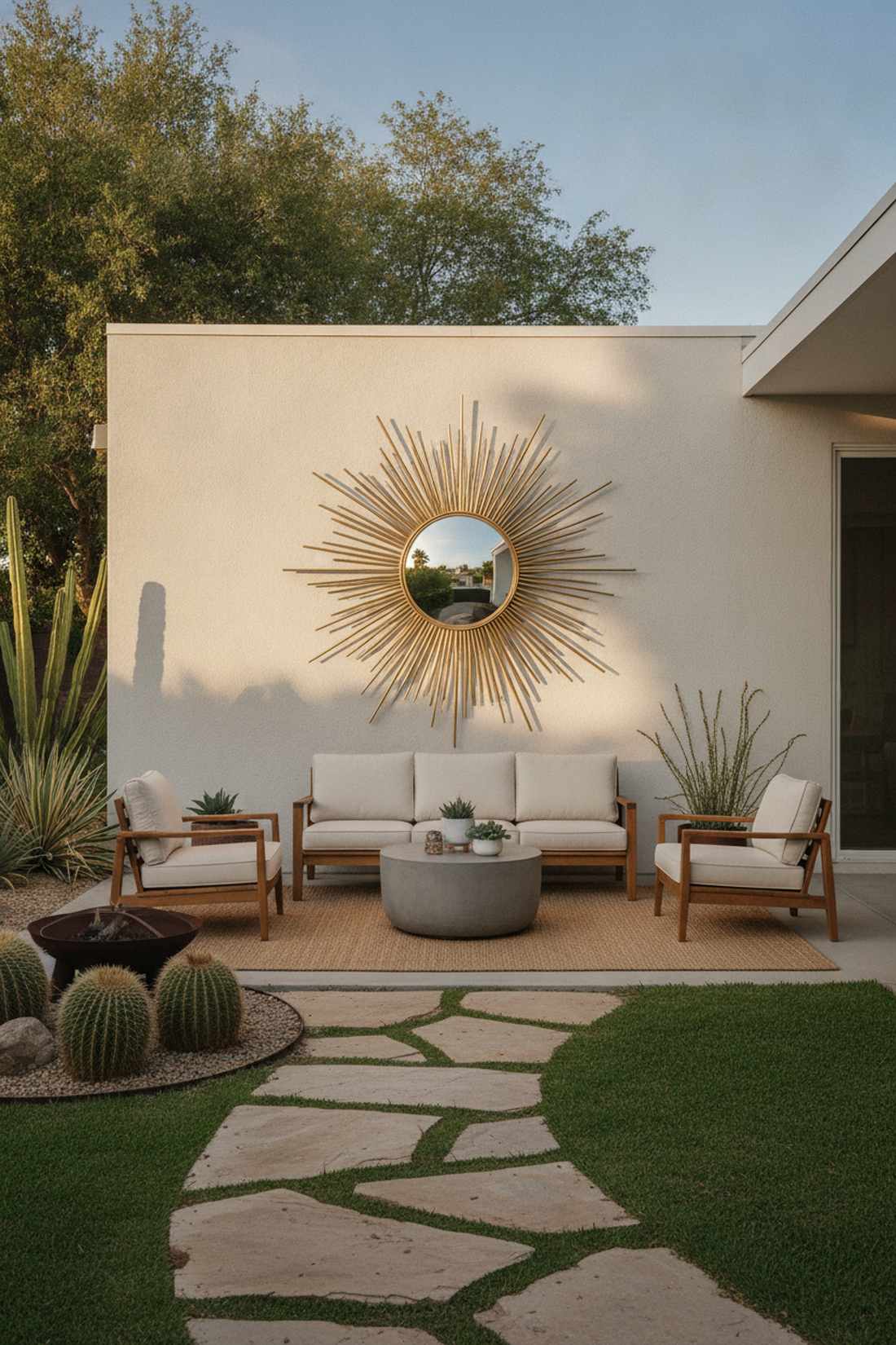sunburst mirror as focal medallion