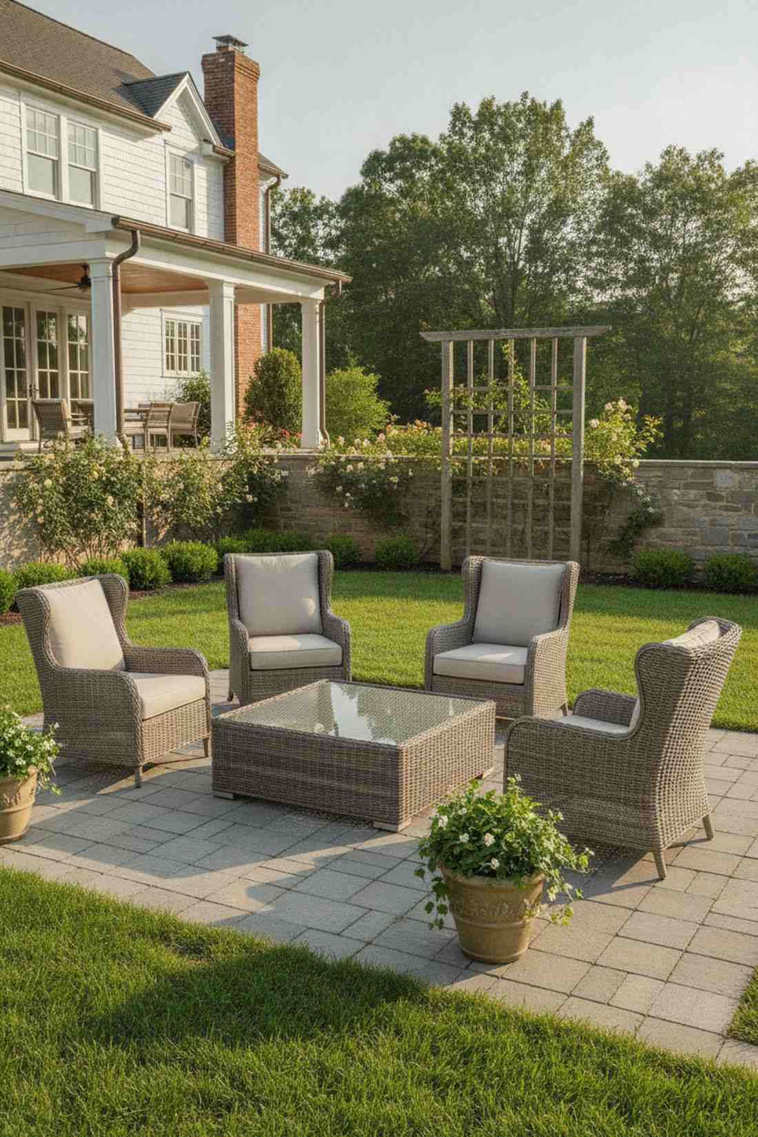symmetrical chair quartet around square table