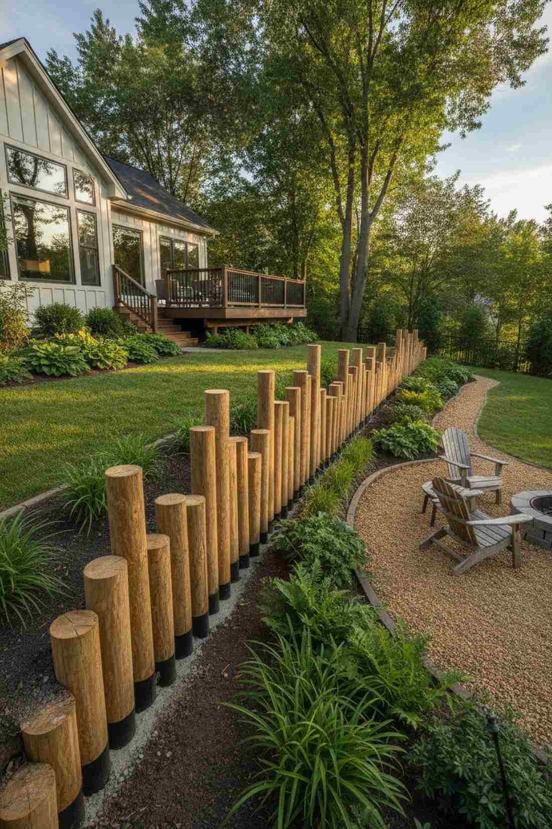vertical railway sleeper wall