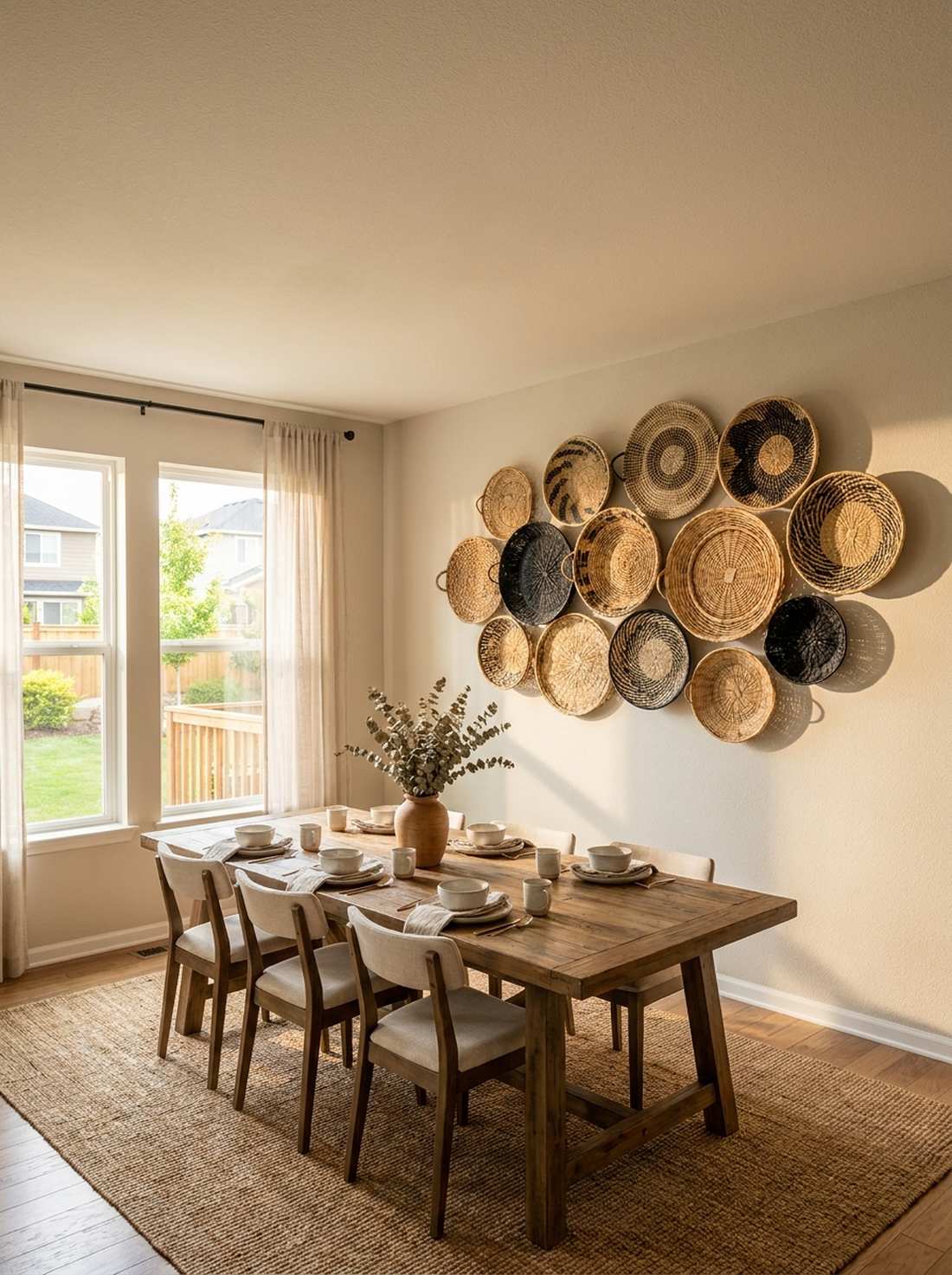 woven basket gallery wall