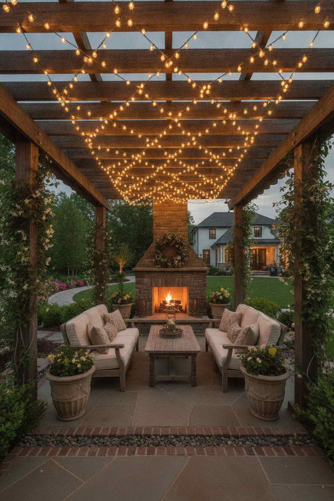 woven bistro light canopy