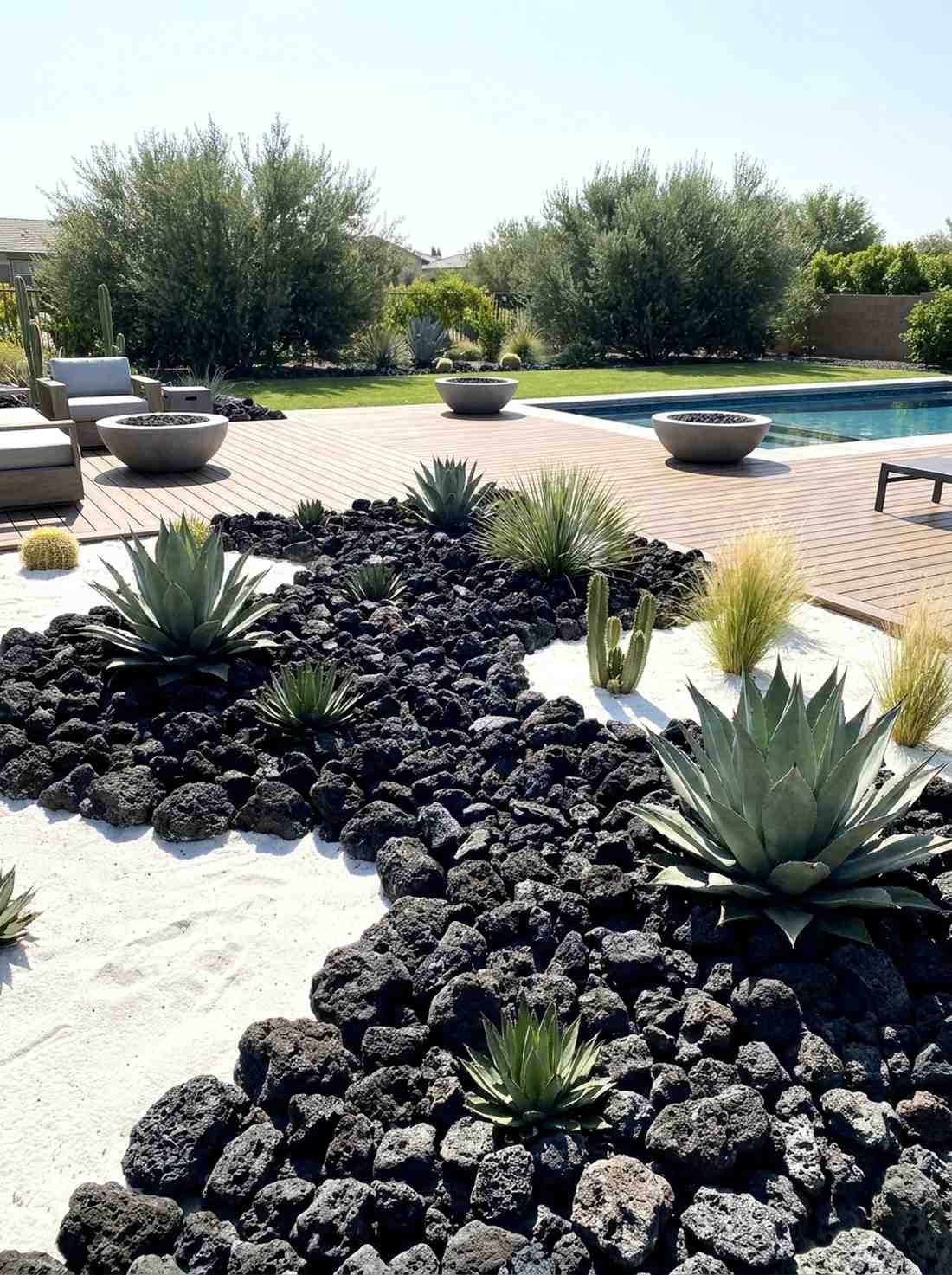 black lava rock contrast