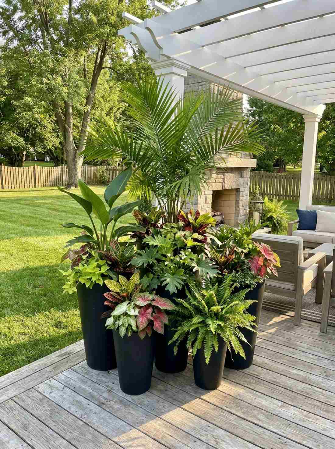 grouped container tropical display