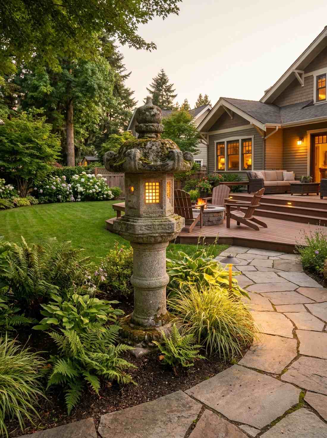 stone lantern lighting