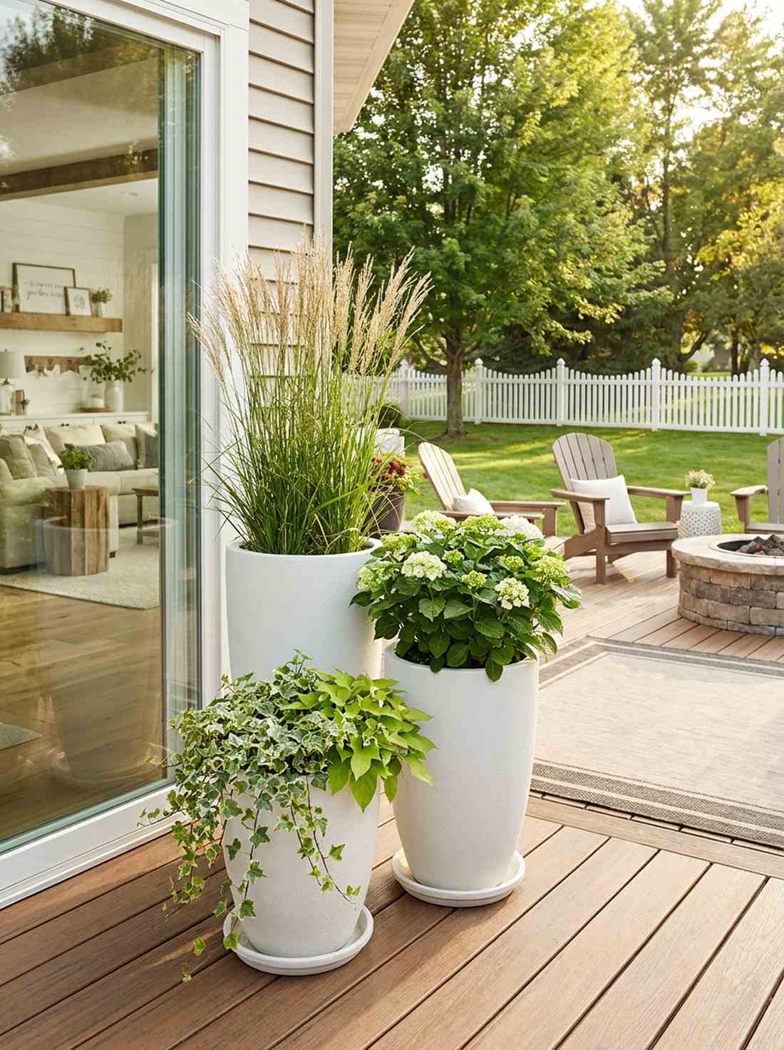 corner container garden trio