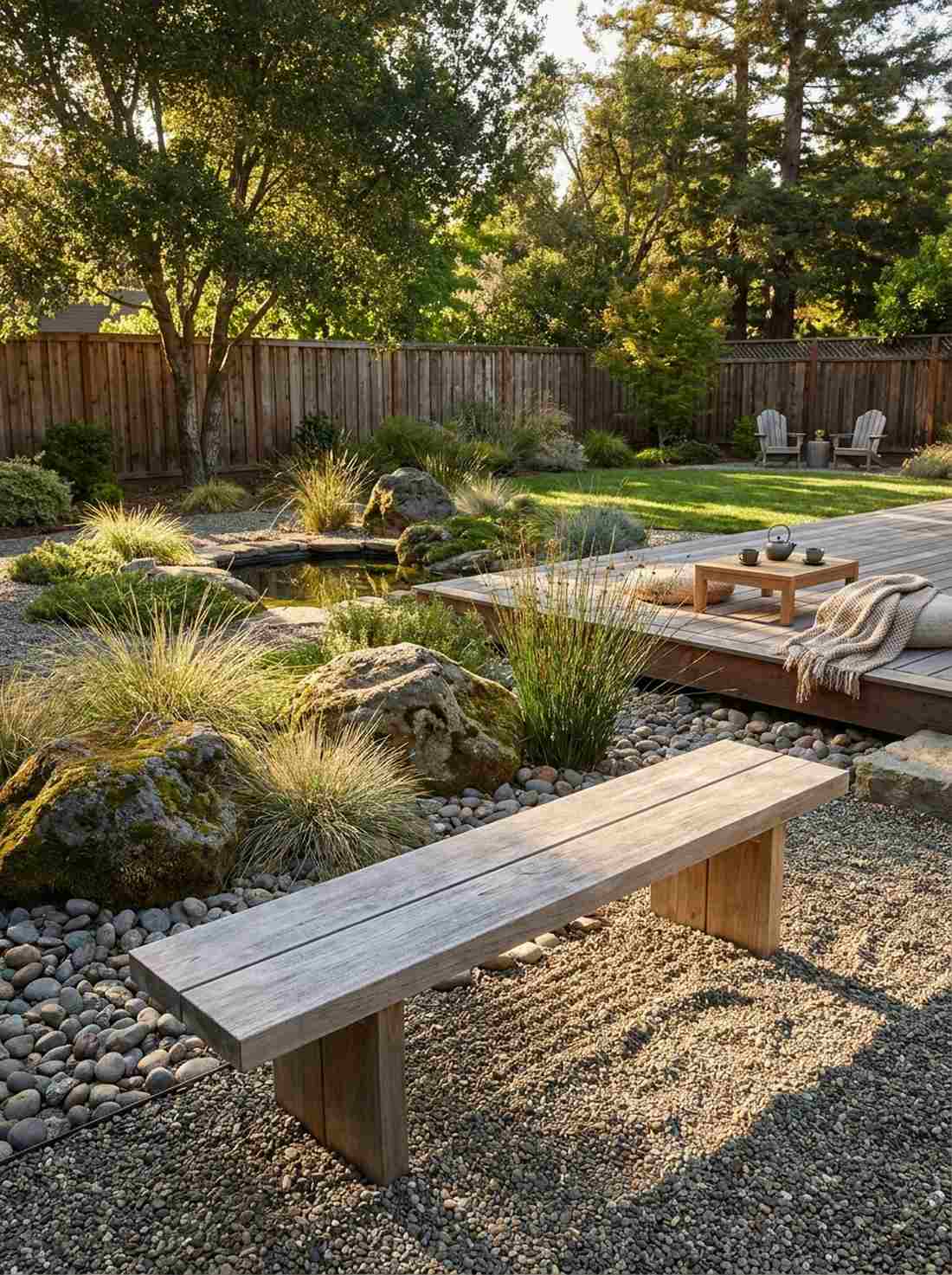 weathered wood benches