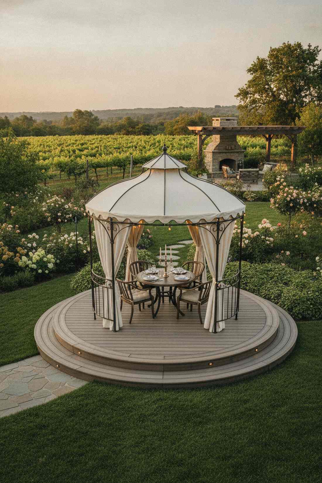 circular gazebo tiered deck