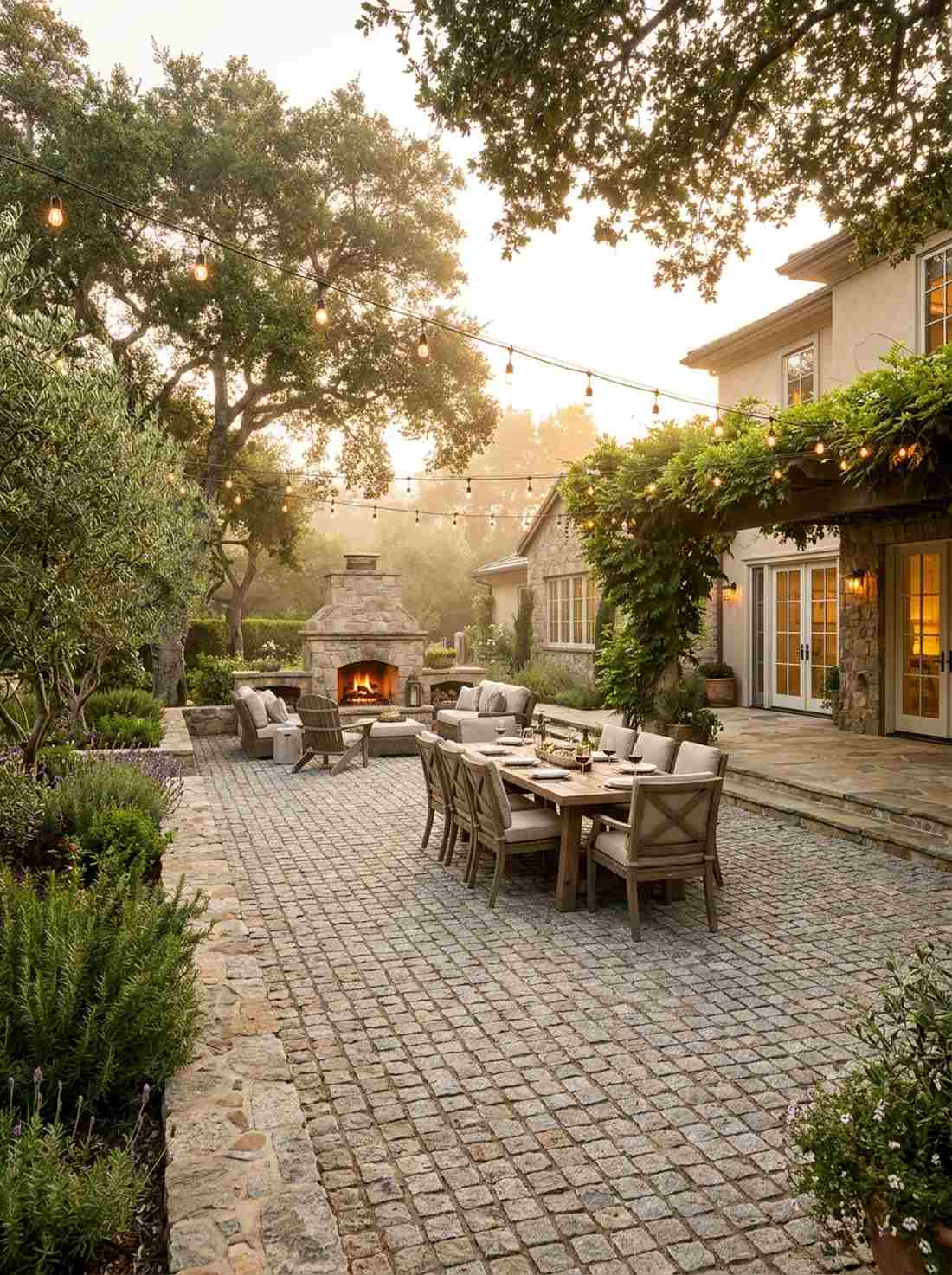 cobblestone courtyard setting