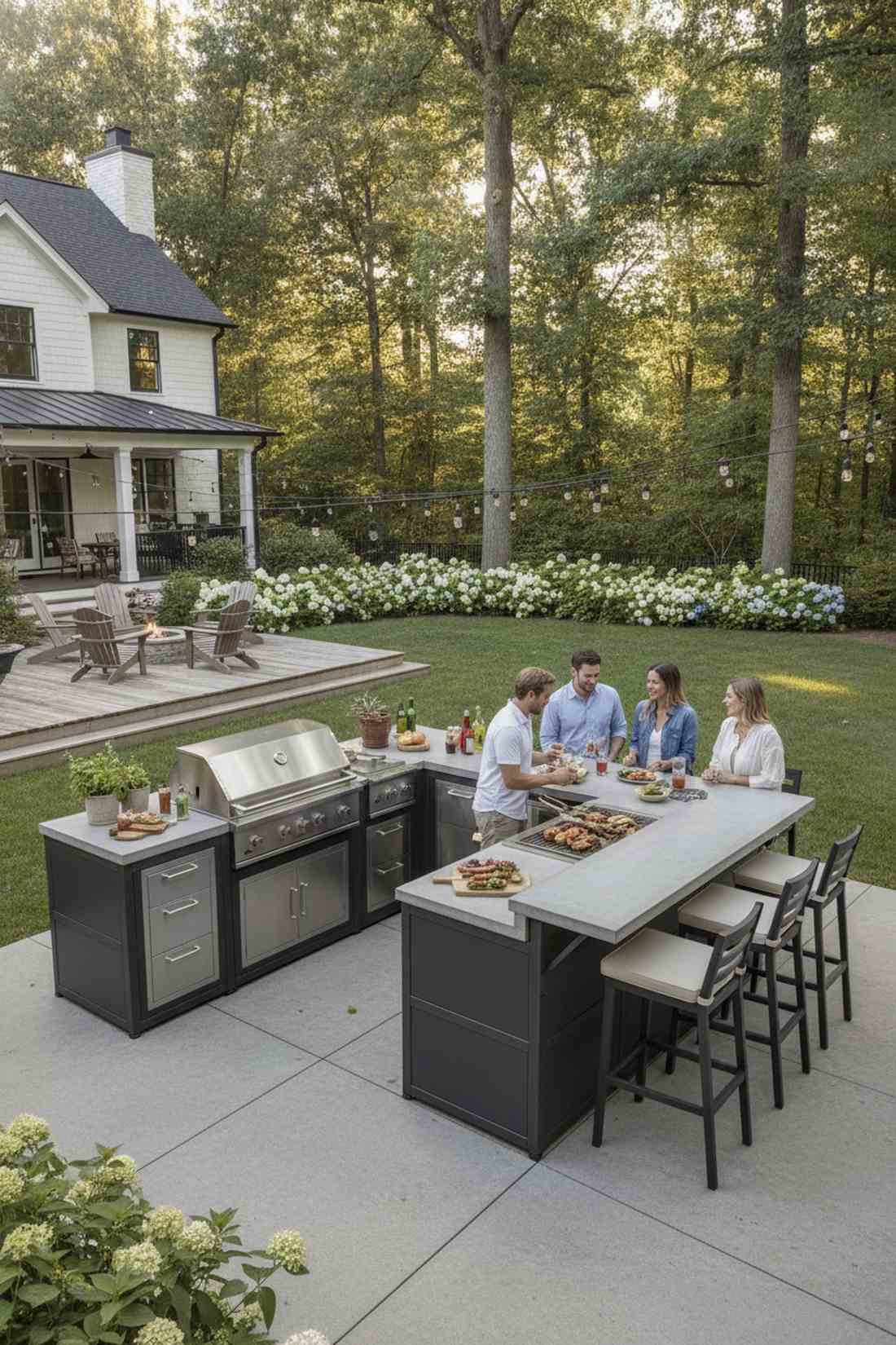 corner anchor grill with wraparound bar