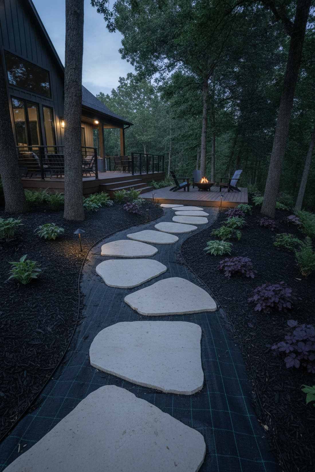 dark mulch contrast