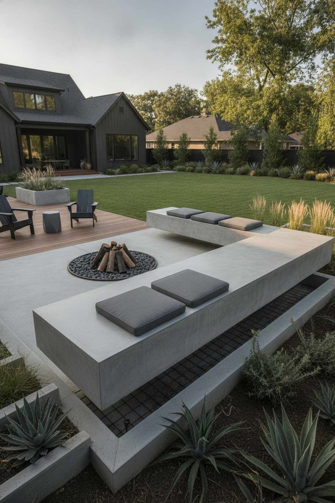 floating concrete bench cantilever