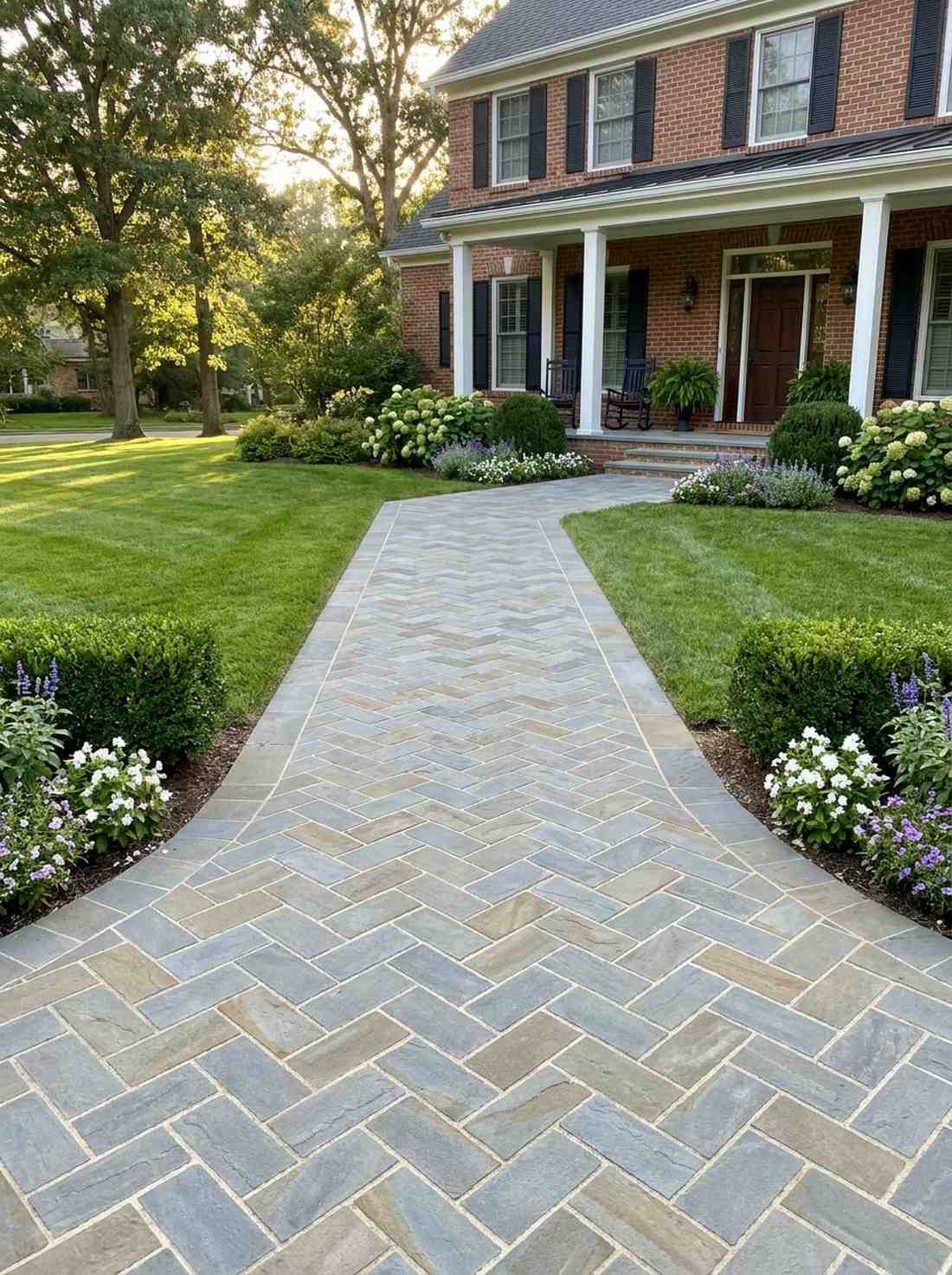 herringbone bluestone walkway