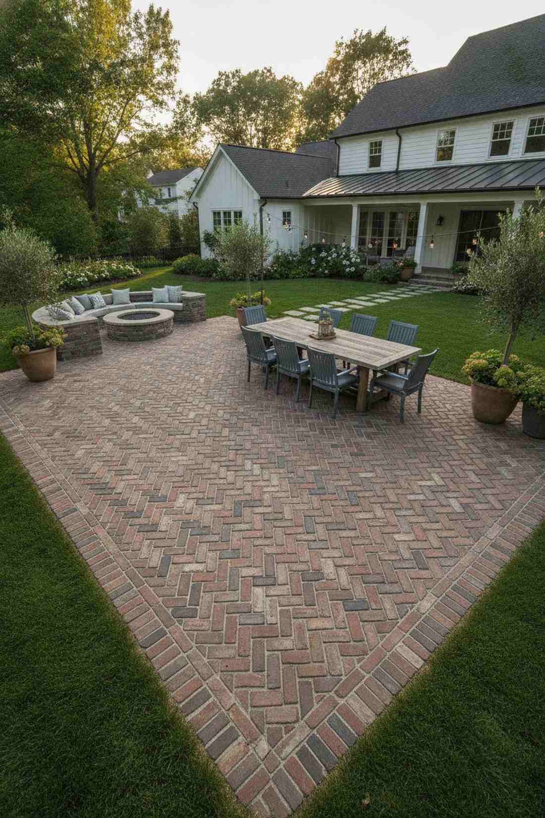 herringbone pattern main patio