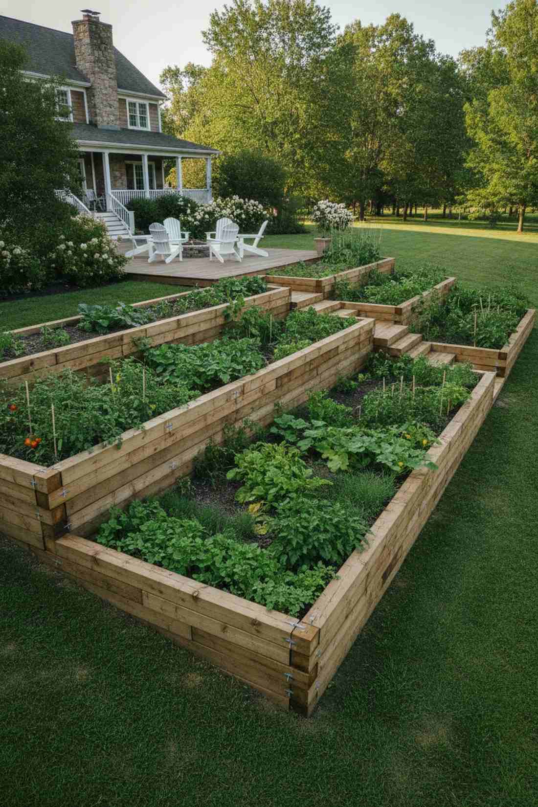horizontal timber sleeper terrace