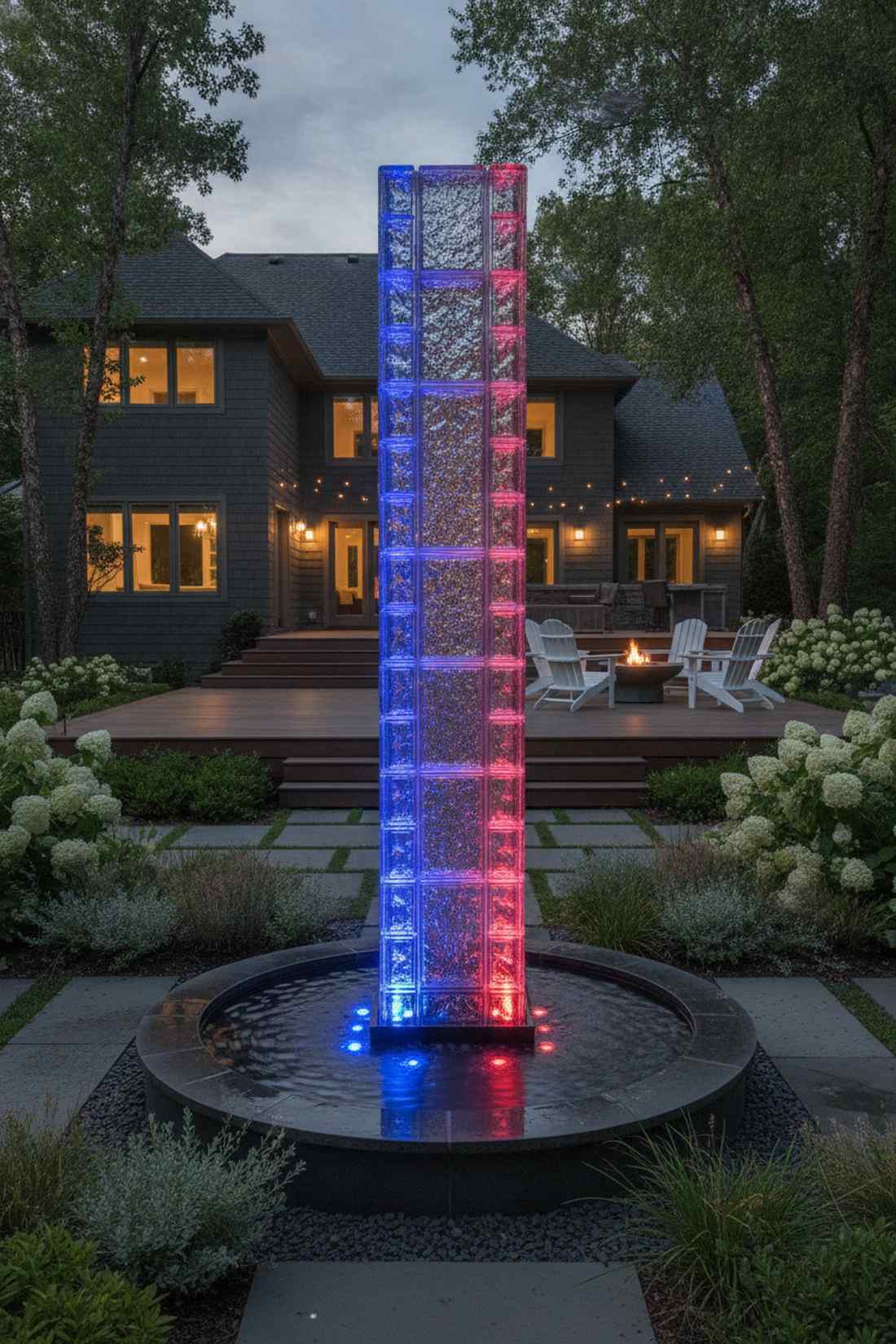 illuminated glass block fountain