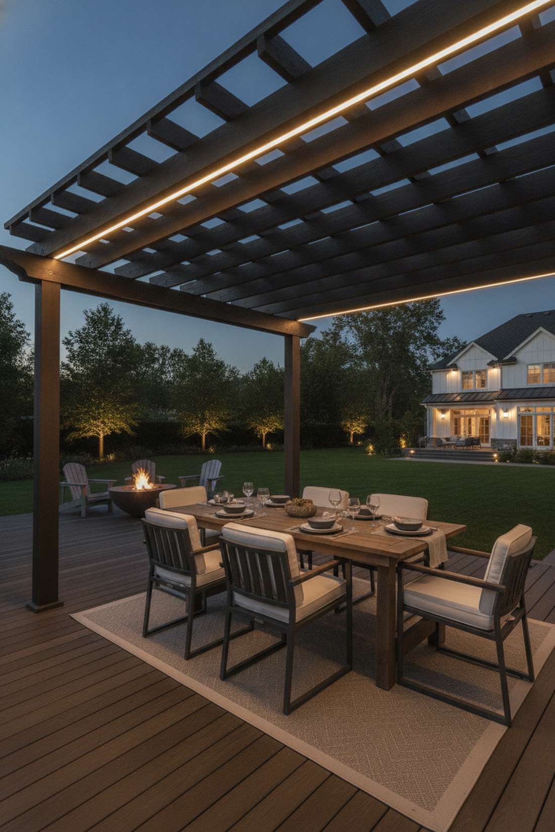 integrated led strip lighting pergola