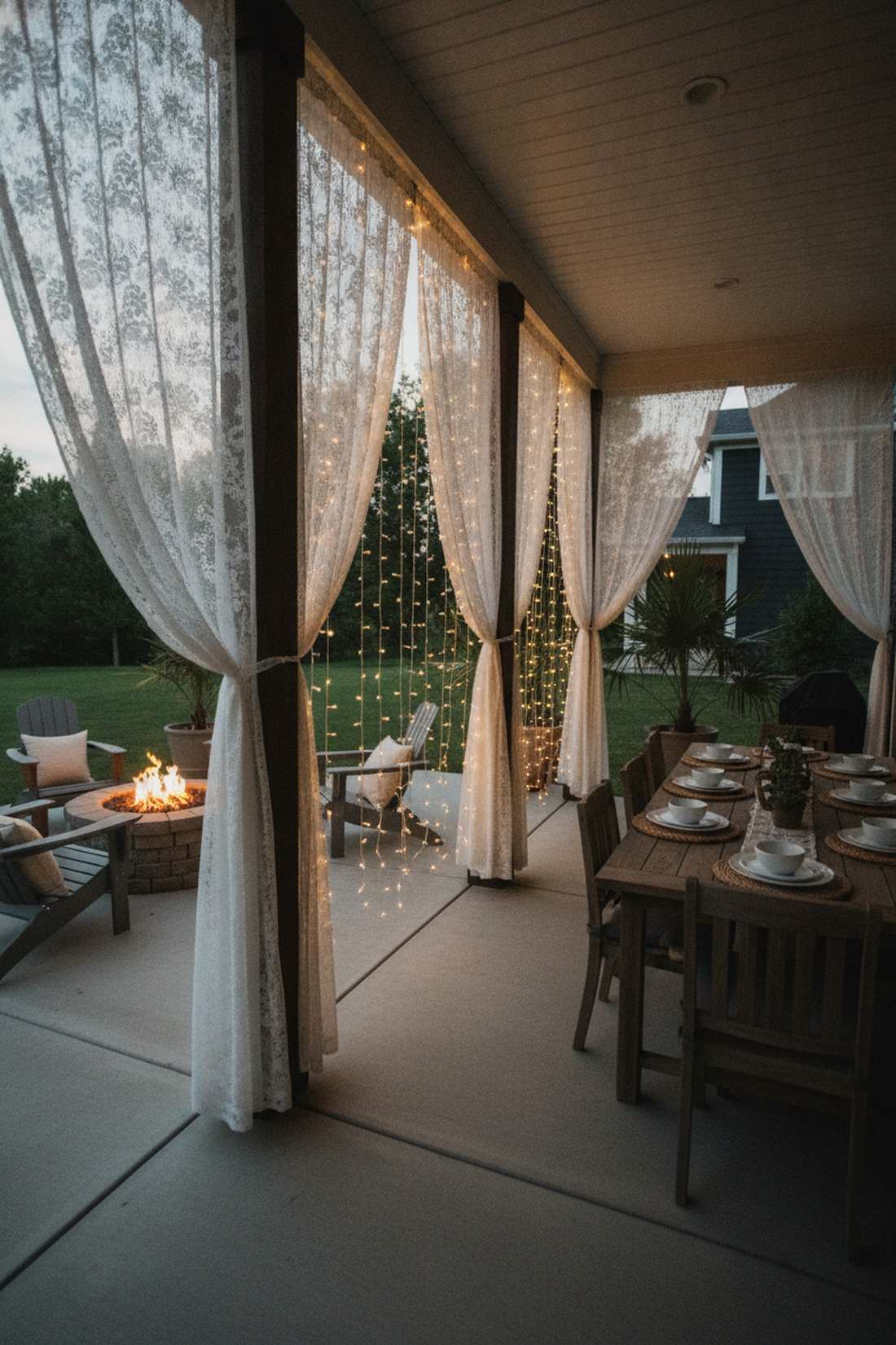 lace curtain backdrop lights
