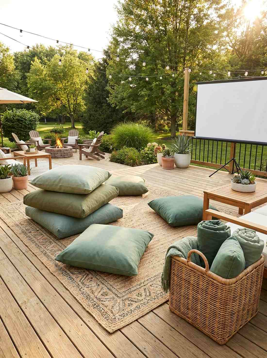 layered green cushion stack